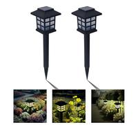 Anern LED Lámpara Solar Jardín 2pcs Luz Solar En El Suelo, Luz CáLida, AutomáTica Recargable, Ip65, DecoracióN De IluminacióN Solar Al Aire Libre, Para Camino, Parterre, Patio,BalcóN
