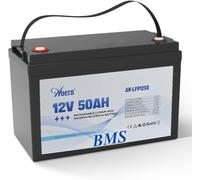 Anern Recargable Batería LiFePO4 12V 50Ah 640Wh con Protección BMS 4000+ Ciclos Batería De Litio 12V 50Ah Conexión 4P4S para Caravana,Autocaravana,Barcos,Solar Hogares,Camping