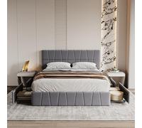 Aneutr Cama tapizada de 160 x 200 cm con 4 cajones, cama doble con somier y espacio de almacenamiento, cama juvenil con cabecero acolchado ajustable en altura, terciopelo