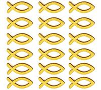 Anevous 200 unidades de peces de madera, decoración de mesa, decoración de madera, decoración de peces, decoración de mesa, bautizo, niño, niña, para bautizo, comunión y confirmación, dorado, 3,5 cm