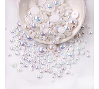 Anevous 240 cuentas semicirculares, perlas de espalda plana, perlas artificiales sueltas de plástico para manualidades, para manualidades, fabricación de joyas, manicura, color blanco 3-10 mm