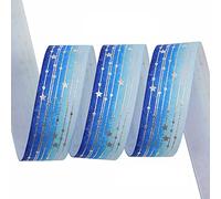 Anevous 5 Yard x 25 mm Satinband,Geschenkband Breit,Schleifenband Stoff,Weihnachten Bänder,Silver Stripe Star Ribbon,Dekoband für Hochzeit,Taufe,Geburtstag Deko,Geschenkverpackung,Handwerk,Bunt F
