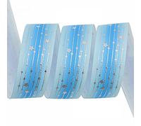 Anevous 5 Yard x 25 mm Satinband,Geschenkband Breit,Schleifenband Stoff,Weihnachten Bänder,Silver Stripe Star Ribbon,Dekoband für Hochzeit,Taufe,Geburtstag Deko,Geschenkverpackung,Handwerk,Bunt H