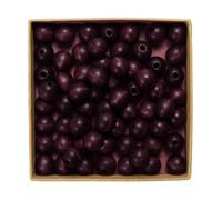 Anevous 50 cuentas de madera redondas, 16 mm, perlas de madera sueltas para enhebrar, bolas de madera con agujero, cuentas de madera para manualidades, joyas, decoración, color marrón oscuro