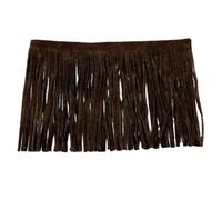 Anevous Cinta de flecos de piel, ribete de borlas, flecos cortados, para manualidades, vestido, costura, manualidades, decoración, accesorios, color marrón oscuro, 100 x 30 cm