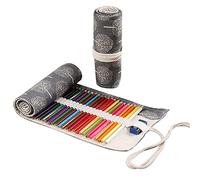 Anevous Etui chen,Mäppchen aus Canvas,Farbstift-Organizer,Verpackungshalter,Wrap Kasten,Bleistifthalter,kurze Pinseltasche,Pencil Case für Künstler,Malen,Büro,Schule, Árbol, 72 Löcher