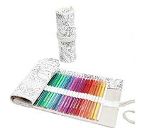 Anevous Etui chen,Mäppchen aus Canvas,Farbstift-Organizer,Verpackungshalter,Wrap Kasten,Bleistifthalter,kurze Pinseltasche,Pencil Case für Künstler,Malen,Büro,Schule, constelación, 24 Löcher