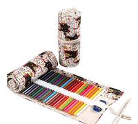 Anevous Etui chen,Mäppchen aus Canvas,Farbstift-Organizer,Verpackungshalter,Wrap Kasten,Bleistifthalter,kurze Pinseltasche,Pencil Case für Künstler,Malen,Büro,Schule, b, 12 Löcher