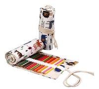 Anevous Etui chen,Mäppchen aus Canvas,Farbstift-Organizer,Verpackungshalter,Wrap Kasten,Bleistifthalter,kurze Pinseltasche,Pencil Case für Künstler,Malen,Büro,Schule, D, 36 Löcher