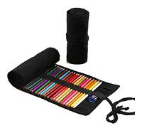 Anevous Etui chen,Mäppchen aus Canvas,Farbstift-Organizer,Verpackungshalter,Wrap Kasten,Bleistifthalter,kurze Pinseltasche,Pencil Case für Künstler,Malen,Büro,Schule, Negro , 24 Löcher