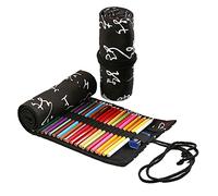 Anevous Etui chen,Mäppchen aus Canvas,Farbstift-Organizer,Verpackungshalter,Wrap Kasten,Bleistifthalter,kurze Pinseltasche,Pencil Case für Künstler,Malen,Büro,Schule, Caligrafía, 24 Löcher