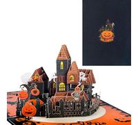 ANEWISH Tarjeta de Halloween en 3D, tarjeta con calabazas desplegables, murciélagos, fantasmas, castillos y mucho más estilo 3