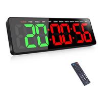 AnExer Temporizador de Gimnasio,Temporizador de Intervalo Fitnes LED, 16.5'' Grande Reloj de Pared Digital con Countdown/UP Cronómetro, Intervalos Timer con Control Remoto para Casa Garaje