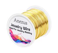 anezus Alambre de joyería de calibre 20, alambre de manualidades de 28 yardas, alambre de cobre resistente al deslustre para hacer joyas, suministros y manualidades (dorado)