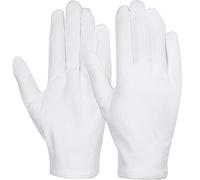 Anezus - Guantes de algodón blanco, 6 pares de guantes de tela grandes para mujer, manos secas, eccema, hidratantes, para servir archivos, limpieza, monedas, joyas, inspección de disfraces de plata, L