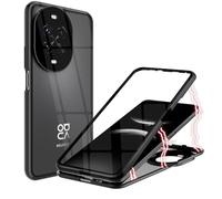 ANFAIRLACE Funda Compatible con Huawei Nova 14 Pro, Carcasa Absorción Magnética Aluminio Bumper Transparente Vidrio Templado Case Anti-Arañazos 360 Grados Cover, Negro