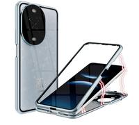 ANFAIRLACE Funda Compatible con Huawei Nova 14 Pro, Carcasa Absorción Magnética Aluminio Bumper Transparente Vidrio Templado Case Anti-Arañazos 360 Grados Cover, Azul