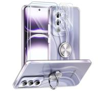 ANFAIRLACE Funda Compatible con OPPO Reno 12 Pro, Anillo 360 Magnético Soporte Carcasa Transparente Clear Silicona Cover Case, Plata