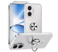 ANFAIRLACE Funda Compatible con Xiaomi Poco F7, Anillo 360 Magnético Soporte Carcasa Transparente Clear Silicona Cover Case, Plata
