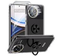 ANFAIRLACE Funda Compatible con Xiaomi Poco F7 Ultra, Anillo 360 Magnético Soporte Carcasa Transparente Clear Silicona Cover Case, Negro
