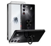 ANFAIRLACE Funda Compatible con ZTE Nubia Red Magic 10 Pro, Anillo 360 Magnético Soporte Carcasa Transparente Clear Silicona Cover Case, Negro