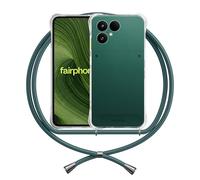 ANFAIRLACE Funda Cuerda Compatible con fairphone 6, Carcasa Transparente Clear Silicona TPU Cover Correa Colgante Cordón Case, Verde