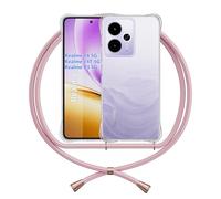 ANFAIRLACE Funda Cuerda Compatible con Realme 14 5G / 14T 5G / P3 5G, Rosa | Carcasa Transparente Clear Silicona Anti Amarillo TPU Cover Correa Colgante Cordón Case