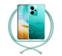 ANFAIRLACE Funda Cuerda Compatible con Realme 14 5G / 14T 5G / P3 5G, Verde | Carcasa Transparente Clear Silicona Anti Amarillo TPU Cover Correa Colgante Cordón Case