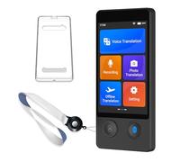Anfier Dispositivo traductor W12S compatible con 144 idiomas y acentos, 98% de alta precisión, traducción bidireccional rápida en 1 segundo, con funda protectora y cordón W12S, color negro