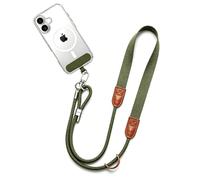 Anfire Cadena universal para teléfono móvil para todos los smartphones, correa para colgar con 2 parches ultrafinos, cadena antipérdida para exteriores, viajes, ajustable y extraíble, verde oscuro