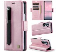 Anfire Funda para teléfono móvil compatible con Samsung Galaxy Z Fold 5 con compartimento para tarjetas, funda tipo cartera con tapa plegable, [piel sintética premium], [función atril], [bloqueo RFID