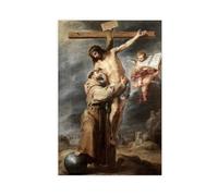 ANFOTCM Póster de Bartolome Esteban Murillo, San Francisco abrazando a Cristo, 1669, lienzo decorativo para pared, pinturas para decoración de sala de estar, dormitorio, 12 x 18 pulgadas (30 x 45 cm)