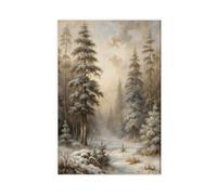 ANFOTCM Póster de lienzo rústico vintage con paisaje de bosque de invierno, decoración de dormitorio, paisaje deportivo, oficina, habitación, regalo, 50 x 75 cm