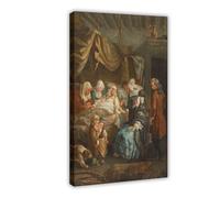 ANFOTCM Póster enmarcado con óleo del siglo XIX, el padre enfermo, original, vintage, antiguo, pintura decorativa, lienzo, arte de pared, sala de estar, dormitorio, pintura de 40 x 60 cm