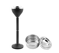 Anfrere Cenicero de pie al aire libre para patio, cenicero exterior grande y alto para eliminación de receptáculos de colillas de cigarrillos, ceniceros comerciales de metal con tapa, negro mate,