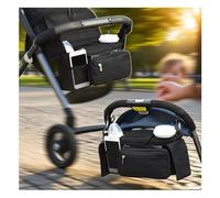 Anfylife Unversal - Organizador de cochecito con 2 portavasos aislados, gancho ajustable + correa para UPPAbaby/Bugaboo, organizador de pañales de 8 bolsillos y dispensador de toallitas, color negro