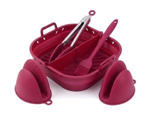 ANGAHE creating moments | Kit de Accesorios para Freidora de Aire con Bandeja y Separador - Incluye Pinzas, Pincel y 2 Manoplas, Accesorios Airfryer compatible con COSORI Cecotec Ninja Philips EVVO.