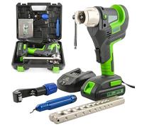 ANGDI Kit de abocardador eléctrico inalámbrico, 2 en 1, con Abrazaderas métricas e imperiales, desbarbador y Cortador, abocardador de Tubos de Cobre para HVAC de 1/4" a 3/4" con Cono de 45°