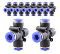 ANGEEK Juego de 10 conectores directos de 4 vías tipo X de 8 mm, racores neumáticos, de conexión rápida