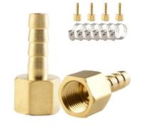ANGEEK Racores de latón para mangueras, con 6 abrazaderas, 6 racores de 6 mm × conectores de tubería con rosca interna 1/8"PT, aptos para manguera de gas, tuberías de agua y conductos de combustible
