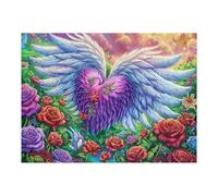Ángel alas de Flores violetas Puzzles 500 Piezas Desafío Nivel Difícil Rompecabezas para Adultos Aliviar Estrés Decoración Hogar DIY Moderno Portátil 500 PCS