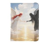 Angel and Demon Encounter - Cartera de viaje de cuero para pasaporte, gran capacidad, organizador de viaje para hombres