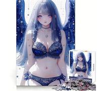 Ángel Azul con Estrellas Anime Chica Waifu Adultos Rompecabezas de 1000 Piezas Capacidad de Memoria Suave Distracción Segura Unir Sorpresa Festiva (50X75CM)