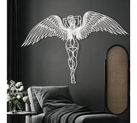 Ángel Blanco de Metal para Pared, alas de ángel Grandes de Metal, decoración de Pared para el hogar, Arte de ángel, Escultura Moderna para Sala de Estar, Dormitorio, Pasillo y escaleras (Blanco, 30 c
