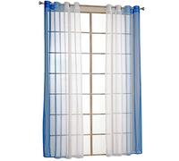 ANGEL BUD Tulle Sheer Cortinas - Anillo con Ojales Top Gradient Voile Valance - Cortinas largas para balcón, Dormitorio y Sala de Estar - 2 Paneles Set, Gasa, Blue with White, WxH 55.12''x96.46''