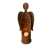 Angel Candle Holder - Metal Christmas Decor, GuardianAngel Candle Holder | Metal Distressed Table Candlestick | Stylish Tea Light and Christmas Table Centerpiece for Mantle, Fireplace, Holiday Decor