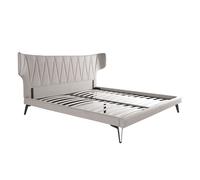 Ángel Cerdá- Cama de Matrimonio Tela Gris Claro de 233x213x112cm - Diseño Moderno y Elegante con Patas de Acero
