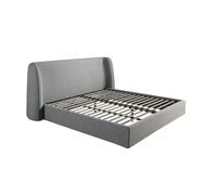 Ngel Cerdá - Cama Tapizada en Tela Color Gris Oscuro - Diseño Moderno, Envolvente y Elegante - 198 X 215 X 117 Cm - Cabecero Curvado, Estructura De Madera y Patas en Acero Inoxidable Pulido
