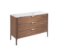 Angel Cerdá - Cómoda de Madera Nogal con Tapa de Fibra de Vidrio Efecto Mármol Calacatta - Cajonera con Tres Cajones Soft-Closing - Mueble Moderno y Funcional para Dormitorio - 120 x 45 x 80 cm