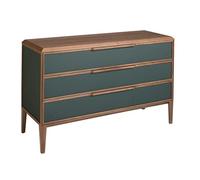Ángel Cerdá - Cómoda de PVC Verde Oscuro y Nogal - Cómoda para Habitación Moderna con Cajones - Cómoda Mueble con Patas de Madera - Cómoda para Dormitorio - 119 x 46 x 75 cm
